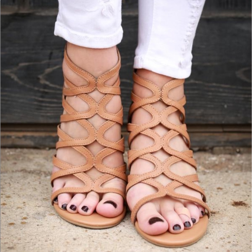 Genuine Leather Tassel Strappy Block Heel Sandal - Picture 4 of 5